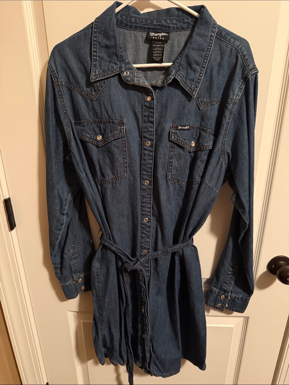 Wrangler Blue Denim Shirt Dress with Waist Tie
